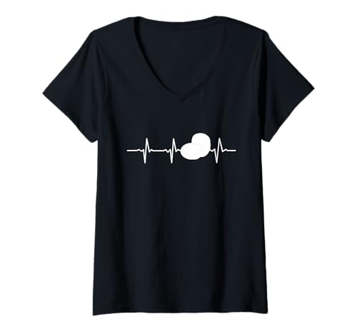 Mujer Patata Latido Naturaleza Vegetal EKG Pulso Camiseta Cuello V
