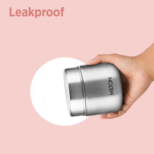 Image of Milton Grab N Go 350 Thermosteel Vacuum Insulated Food Jar|Hot & Cold Thermal Flask|Double Walled|Leak Proof|Ideal for carrying Soup, Khichdi, Sweet Corn to Office, School & Travelling, 350 ml, Silver