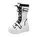 XYKHUI Goth Platform Buckle Boots for Women's Chunky High Heel Lace Up Punk Motorcycle Combat Boots with Chain White