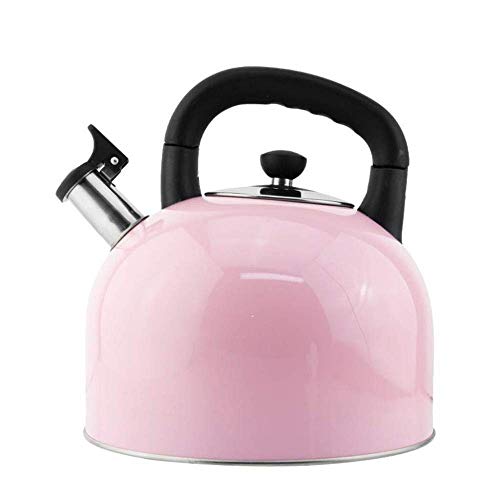 Wasserkocher Retro Pink Edelstahl modern Pfeifen 4 / 5Ltr Soft Touch Schwarz Easy Grip Griff Home Camping