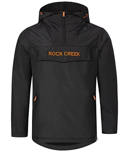 Rock Creek Herren Softshell Jacke Outdoor Jacke Windbreaker Übergangsjacke Anorak Kapuze Regenjacke Winterjacke Herrenjacke Jacket H-295 Schwarz L