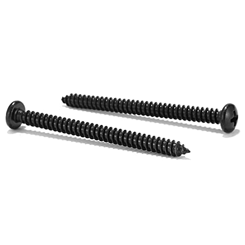 #6 x 2 Wood Screw 100Pcs 18-8 (304) Stainless Steel Pan Head Fast Self Tapping Drywall Screws Black Oxide by SG TZH