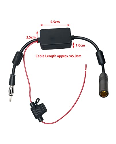 Vecys FM/AM DAB DAB+ Car Antenna Signal Amplifier Booster DIN Female to DIN Male Adapter 12V Digital Radio Antenna Splitter Antenna Amplifier with Magnetic Ring for Audio Stereo Digital Car Radio - Image 4