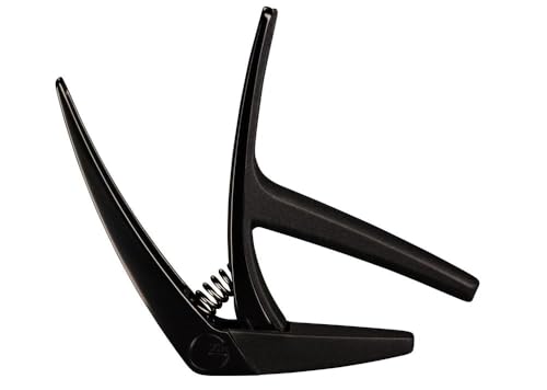 G7th Nashville Guitar Capo, Steel String Satin Black - 55mm Lightweight, Fast Action Spring Capo -Silicone Protection for Guitar Neck & Tone Clarity - Perfect for 6 String Acoustic or Electric Guitars