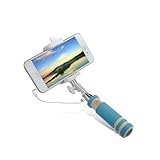 selfie stick cable take pole iphone Color: azul Shot Case Mini Palo Selfie para Samsung Galaxy A80 con Cable Jack Selfie Stick Android iOS Regulable botón de Foto (Azul)