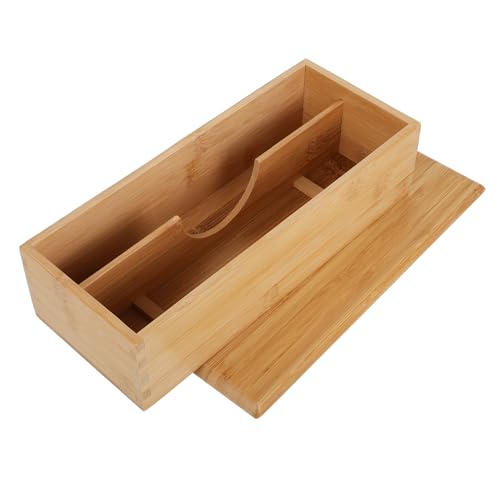 DECOMELODY 竹製箸収納ボックス 蓋付き キッチンアクセサリー 引き出し用オーガナイザー カトラリーケース 収納段付き 耐久性のあるシンプル設