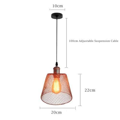 KRUIHAN Modern Vintage Pendant Light E27 Chandelier Ceiling Lamp Foldable Metal Mesh Cage Hanging Lighting Shade for Dinning Room Bar Restaurant Bedroom Cafe(Rose Gold) - Image 2