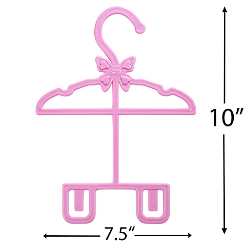 Dress Along Dolly Doll Full-Outfit Clothes Hangers for 18" Dolls - 12pk - Compatible w American Girl- Unique Design Holds Your Top & Bottom at Once Including Dresses, Pants, Shirts, Skirts- Great Gift