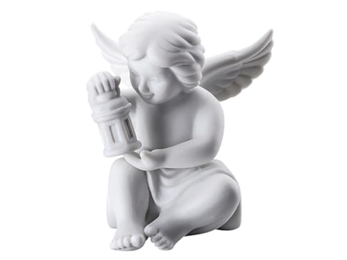 Rosenthal - Angelo con lanterna in porcellana bianca, decorazione natalizia, decorazione festosa, piccole figure angeliche, 6,2 x 6,2 cm, elegante decorazione per le festività, motivo: angelo
