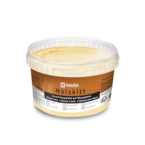 HAUSA Holzkitt 250 g Kiefer Dunkel Holzspachtelmasse, Kitt für Holz, Holzspachtel/Füllmasse zum Reparieren von Holzschäden gebrauchsfertig ausgezeichnete Füllkraft schnelltrocknend rissbeständig