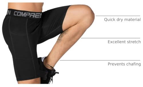 Image of Men's Compression Shorts Underwear, Athletic Workout Base Layer, 4-Way Stretch Moisture-Wicking for Running, Gym, 3 or 5 Pack