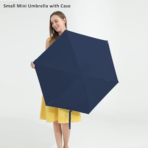 Image of Alexvyan Mini Umbrella with Case for Men & Women (Manual Open) Compact Travelling Umbrella, Polyester & UV Protection Fabric for Summer /Anti-Slip Handle- Use in Rain & Summer- 6 Frame