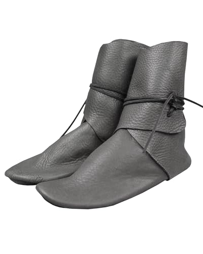 Mens Renaissance Boots Medieval Viking Cosplay Slip on Lace Up Western Pirate Tied Halloween Cuff Shoes