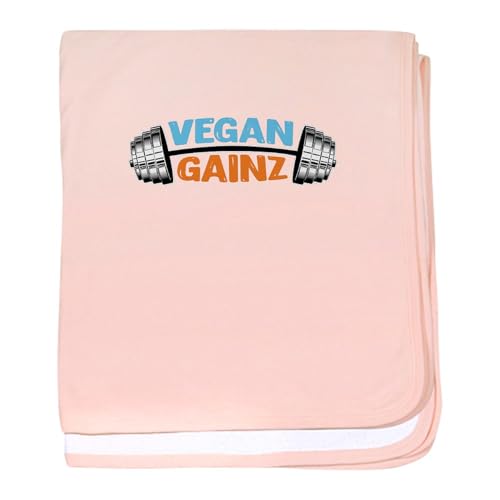 CafePress Vegan Gainz Bodybuilder Gym Weightlif Baby Blanket, Super Soft Newborn Swaddle