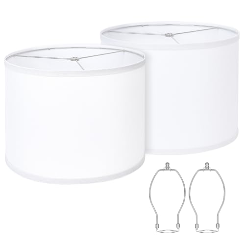 Lamp Shades Set of 2, Drum Lampshades 13' Top x 13' Bottom x 10' High with Spider Fitter, Large...