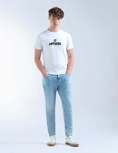 Image of Flying Machine Men's Relaxed Tapered Fit Jeans| Solid | Mid Rise | Stretchable | Jeans for Man