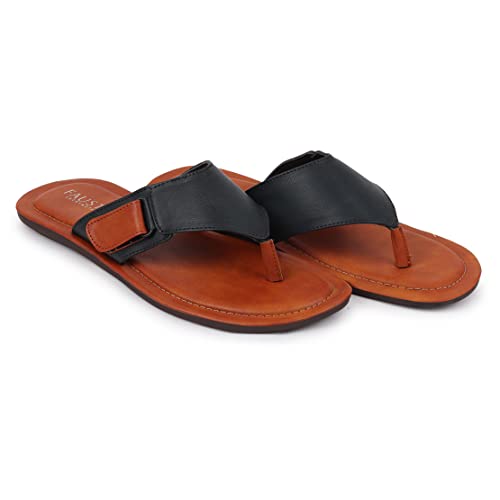 Image of FAUSTO Mens Slip On Sleek Desgined Casual Flip-Flops | Indoor & Outdoor Thong Slippers With Buckle Strap