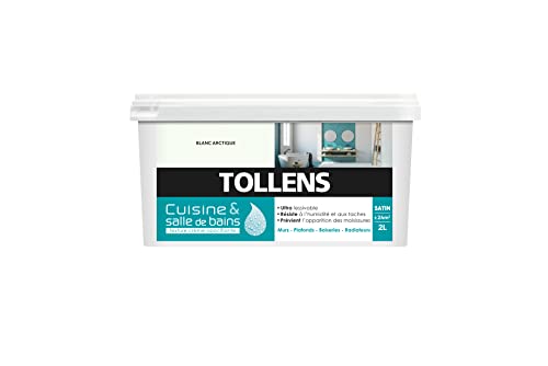 Tollens Peinture Cuisine Et Salle De Bain - Ultra Résistante Pour Murs, Boiseries, Radiateurs - Blanc Artique - 2L = 24m2