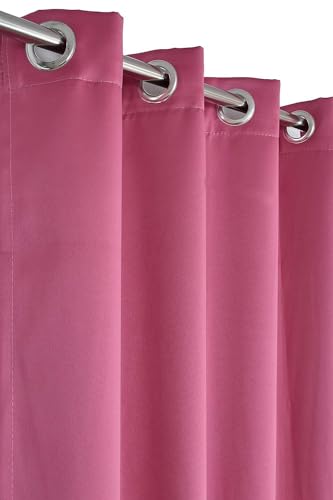 Image of 100% True Blackout Window Curtains 5 Feet, Set of 1 Panels | 300 GSM Heavy Room Darkening Polyester Cloth for Bedroom & Living Room | Thermal Insulated Heat & Noise Reducing (60x47 Inch, Pink) | 100% Room Darkening Thermal Insulated Heat & Noise Reducing Curtains 5 feet long