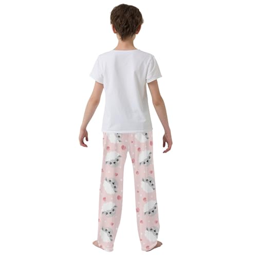 ZZKKO Sweet Sheep Face Hearts Boys Pants for Kids Jogger Pants with Pockets S-XL3