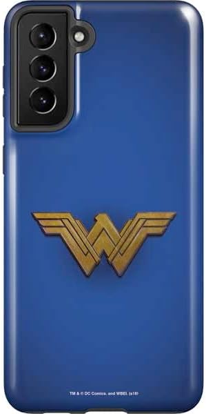 Skinit Pro Phone Case Compatible with Galaxy S21 Plus 5G - Officially Licensed DC Comics Wonder Woman Gold Emblem Design