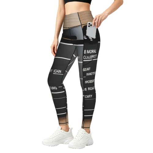 Leggings de yoga opacos con estampado de tablilla de cine y bolsillos