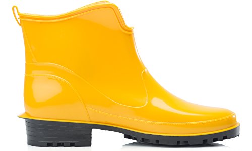 Ladeheid Gummistiefel Damen Kurz Wasserdicht Damenschuhe Elegant und Bequem LA-930 (Gelb, 41 EU)
