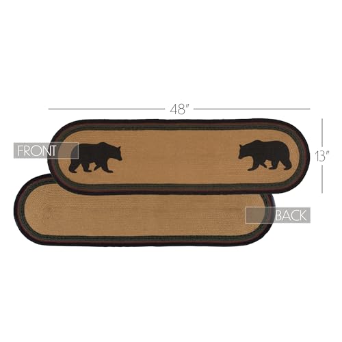 Vhcbrandsdarktanrusticlodgetabletopkitchenwyattbearstenciledovaljutebeddingaccessoryrunner13x48brown  Urban Country Home Decor Vhc brands dark tan rustic lodge tabletop kitchen wyatt bear stenciled oval jute bedding accessory runner 13×48 brown  urban country home decor