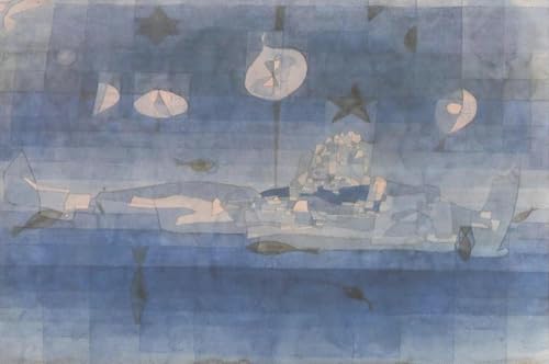 Affiche Paul Klee Poisson Dans La Mer Bleue - Impression sur Toile Abstraite 50x90cm
