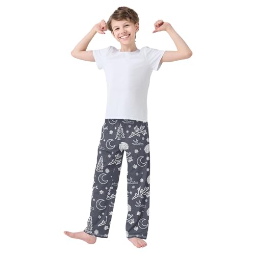 Boys' Pants Christmas Snowman Branch Moon Long Bottoms Jogger Pants Elastic Waist Trousers with Pockets S-XL2