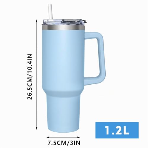 Miniatura 5 de Hncy Taza De Cafe Con Tapa 2 En 1, 1180 Ml Taza Termo Cafe Para Llevar, Vaso Termico Con Tapa Y Pajita, Travel Mug De Acero Inoxidable Con Asa