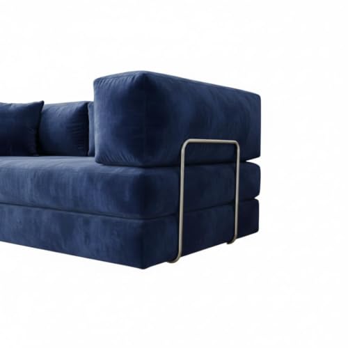 Image of Torque Vegas 3 Seater Sofa Cum Bed for Sleeping - Blue | Premium Suede Fabric 3-Seater Double Foam Fold Out Sofas Bed | Convertible 2 in 1 Sofa Cuma Bed for Office