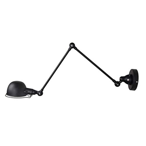 QTYQWC Enchufe en la Pared, la lámpara de Pared del Brazo oscilante, la lámpara de Pared telescópica Ajustable, la Tienda de Ropa de Dormitorio Simple, la Moderna lámpara de Pared Doble (Negro)
