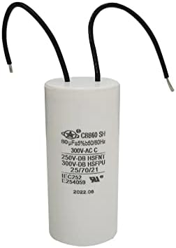 Yancheng Yatai CBB60 Capacitor 80uF 300V AC 2-Wire 50/60Hz Cylinder 44x95mm Blower Motor air Compressor, air Conditioner Compressor and Motor, Circular Replacement Part.