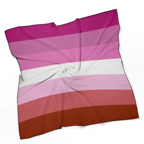 Lesbian Pride Flag LGBTQ Scarf For Women Silk Head Scarf Square Hair Scarves Shawls Hair Wraps Bandana Neckerchief Decor for Adult 27 * 27 Inches3