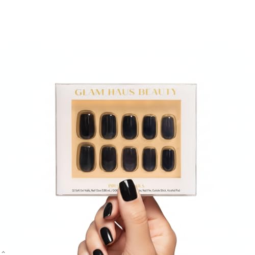 Glam Haus Beauty Press On Nails Onyx Noir | Short