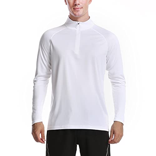 DAYOUNG Mens Zip Pullover UPF 50+ Sun Protection Long Sleeve Hiking Fishing Outdoors Performance T-Shirt