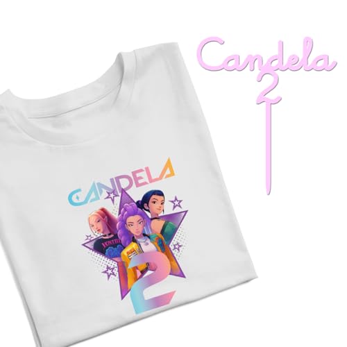 Evyre Camiseta Cumpleaños KPOP Personalizada Nombre y Edad con Topper Aniversario...