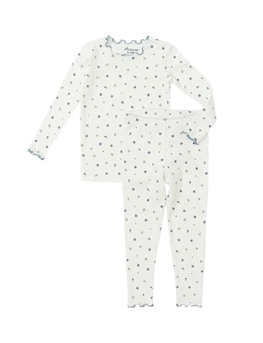 AVAUMA Baby Boy Girl Pajama Set 6M-7T Kids Cute Toddler Snug fit Flower Pattern Design Pjs Cotton Sleepwear Ruffled Shirring