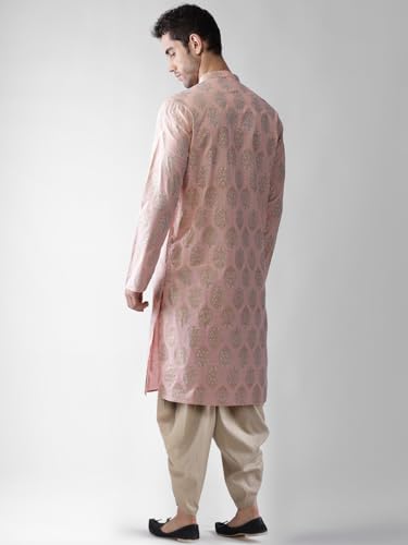 Image of KISAH Men's Kurta Dhoti Set, Cotton Blend, Printed Mandarin Colla Regular Fitr Long Sleeves