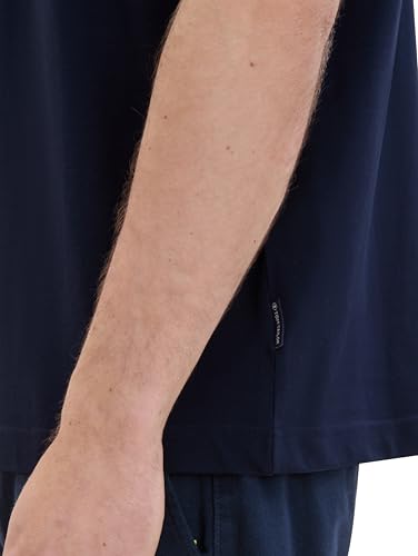 TOM TAILOR Herren Klassisches T-Shirt mit Piqué-Struktur, sky captain blue, S – Ansicht 6