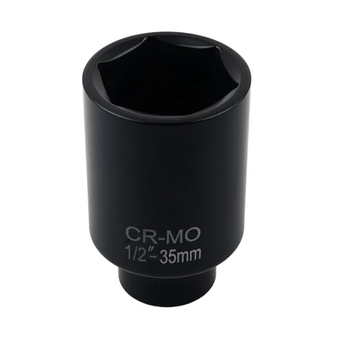 35mm Socket 1/2 Drive with 6 Point Design Anti-Rust Axle Nut Sockets Set for Quick Shaft Nut Removal Professional Deep Impact Socket Set 1/2 Drive Essential Car Tools