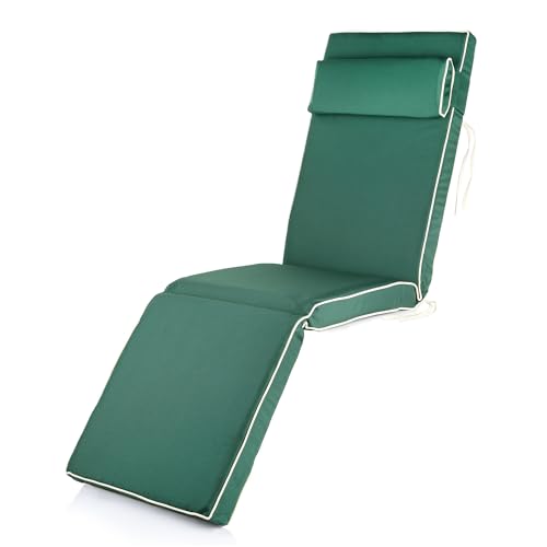 Alfresia Steamer Cushion – Replacement Garden Chair Cushion, Luxury Style, Matching Headrest Included, Thick Luxury Foam Filling, Use Outdoor Chairs, Choice of Colours (Green)
