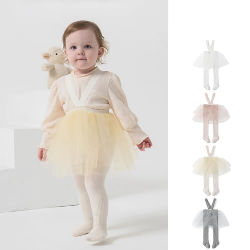 Toddler Socks, Baby Girls Cotton Dress Like Tights Pantyhose with Build in Skirt Feature for Spring Seasonal Outfits4