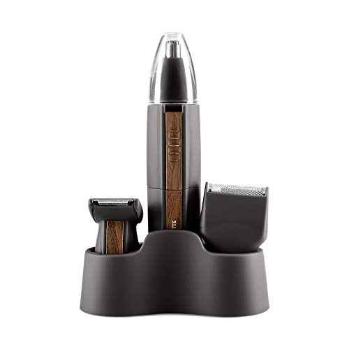 GUISE ETIQUETTE - Wet/Dry 3-In-1 Electric Nose Trimmer Set (N08 Ion Series) with Stainless Steel Blades & Storage Stand | Includes Sideburn Trimmer Attachment & Foil Shaver | Cordless Design