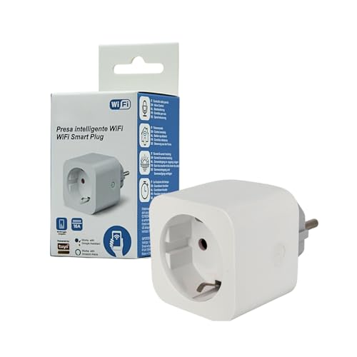 Enchufe inteligente WiFi 16A con monitorización del consumo, compatible con Alexa y Google Home, 3680W 2.4GHz, temporizador y control remoto App Smart Life