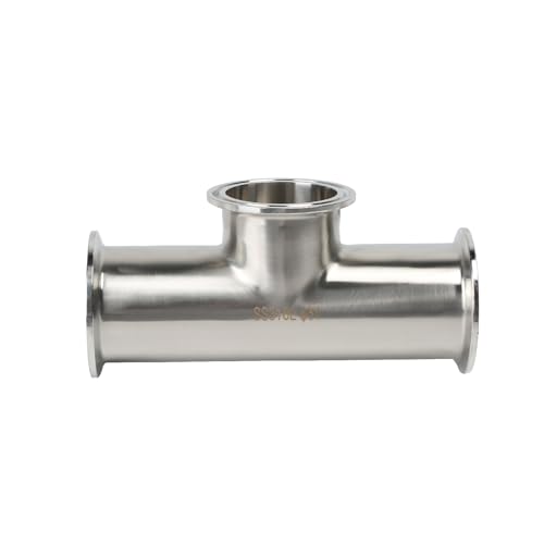 Image of QiiMii Tri Clamp 2 inch instrument Tee Tri Clover Tee Fittings 3 Way Stainless Steel SS316L,51mm Pipe OD(2 Inch),Used In Pharmacy