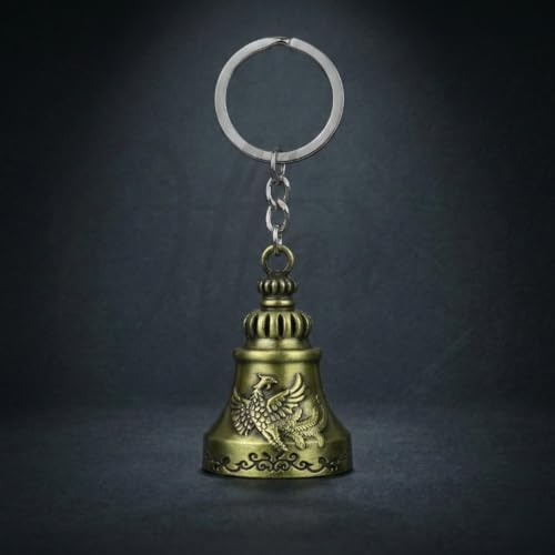 Image of OTTAVO Guardian Bell Keychain, Oxidized Copper, Tibetan Style, 5 cm Height, Good Luck Charm