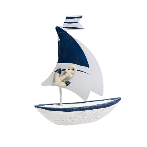Image of 12 CM Beach Mediterranean Home Desk Decor Coastal Wood Craft Sculpture sail Boat Ship Model-1 BSM-10