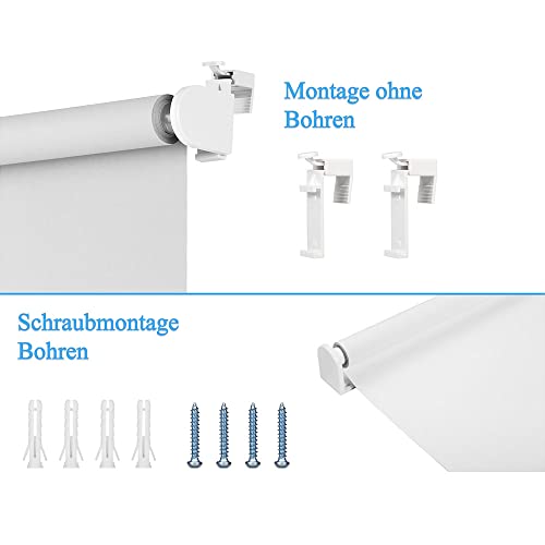Eurohome Thermal Blackout Roller Blind, 65 x 130 cm (Fabric Width: 61 cm), No Drilling Required - Image 3